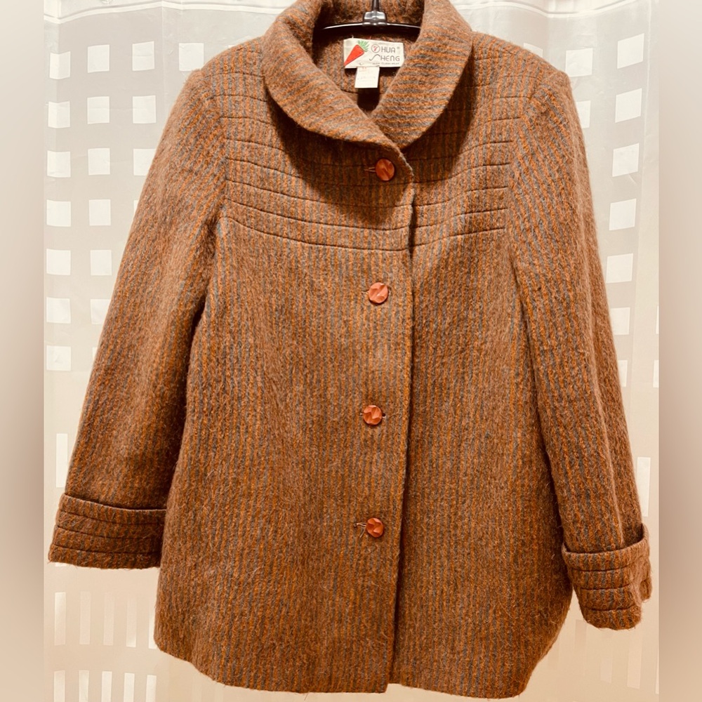 Vintage Hua Sheng tan peacoat button front